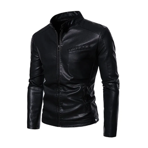 Chaquetas de cuero personalizables negras para hombre, a prueba de viento y cálidas, talla grande, de cuero genuino, precio al por mayor. - Product Image 4