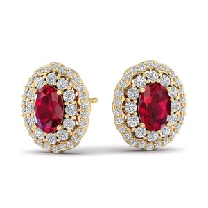Pendientes REYES con rubíes brillantes de corte ovalado de 1.52 quilates en oro macizo de 14K y 18K, con diamantes certificados por IGI, para mujer. - Product Image 6