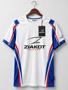 เสื้อยืด ZIAKOT รุ่นใหม่ ออกแบบใหม่สำหรับผู้ชาย สีขาว-แดงราชวงศ์ สำหรับการแสดงออกทางกีฬา - Product Image 1