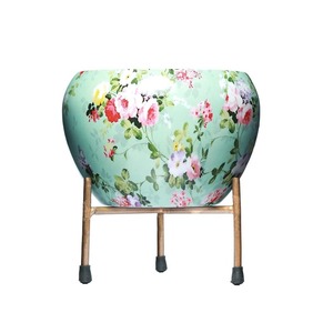 Macetero redondo de metal para interior y exterior con soporte, realza tu decoración con esta planta encantadora y duradera. - Product Image 3