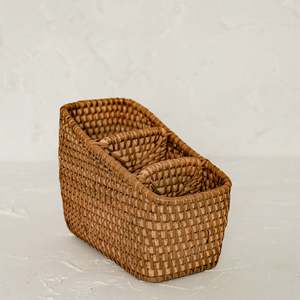 <b>Kitchen</b> utensil holder baskets flatware storage <b>caddies</b> handmade rattan <b>caddy</b> for utensils - Product Image 2