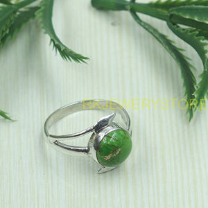 Green Copper Turquoise <b>Ring</b> 925 Sterling Silver Handmade Designer Gemstone <b>Ring</b> <b>Statement</b> Jewelry Gift for Women Girlfriend Her - Product Image 5