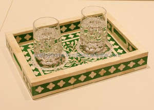 Handmade MDF Bone Inlay <b>Trays</b> by Craftsy Home for Place Decoration Multi-Color Serving <b>Tray</b> Seasonal Sale - Product Image 4