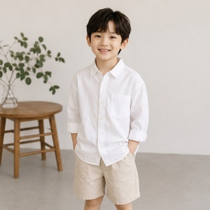 เสื้อเชิ้ตเด็กผู้ชายสไตล์เกาหลี สีขาว ผ้าลินิน 100% ทอจากผ้าลินิน ระบายอากาศได้ดี สวมใส่สบาย แขนยาว - Product Image 4