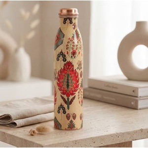 Botella de Agua de Cobre con Diseño Oriental y Tapa de Cobre, Juego de Bebidas Portátil para Viaje - Product Image 3