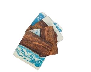 ที่รองแก้วไม้อะคาเซียหรือไม้อะคาเซียและเรซินที่ดีที่สุดสำหรับการดื่มชากาแฟสำหรับสำนักงานและบ้านดีไซน์ตามสั่ง - Product Image 1