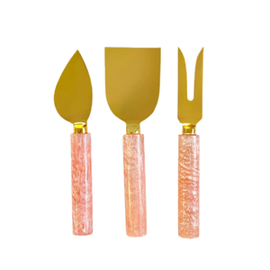 2026 Latest Design Modern Simple Stainless Steel <b>Cheese</b> <b>Knife</b> <b>Set</b> Resin Stone Design 7 Inch Eco-Friendly Dishwasher Safe Home - Product Image 2
