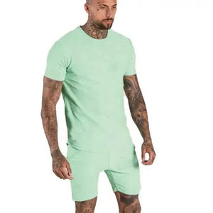 Conjunto de Verano para Hombre, Conjunto de 2 Piezas, Camisa Casual de Manga Corta con Botones y Pantalones Cortos Deportivos, Ropa de Calle para Verano - Product Image 2