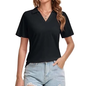 Chemises décontractées à col pour femmes en gros, hauts polo personnalisés pour femmes, tees de golf respirants vierges OEM pour femmes à manches courtes - Product Image 3