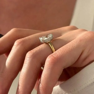 Anillo de Compromiso y Boda con Diamante Cultivado en Laboratorio, Halo Oculto, 4 Quilates, Oro 14k/18k, Dos Tonos, Plata de Ley, Certificado IGI, VVS - Product Image 5