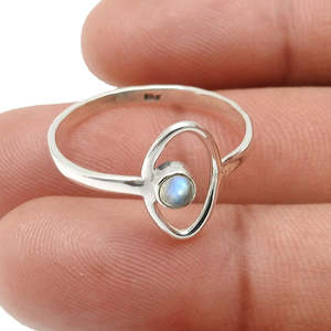 Beautiful Eye Around Design Ring Comes With Round Cut Rainbow Moonstone Gemstone Crafted From 925 Sterling <b>Solid</b> <b>Silver</b> Ring - Product Image 2
