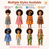 TUSALMO Großhandel Maßgefertigte 14-Zoll Bunte Babypuppe aus Weichem Vinyl mit Lockigem Haar, Amerikanisch-Afrikanische Puppen für Kinder und Mädchen, Weiches Spielzeug