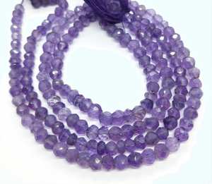 Cuentas facetadas de amatista natural de Brasil de 4-4.5 mm, cuentas facetadas de amatista genuina para la fabricación de joyería al por mayor. - Product Image 1