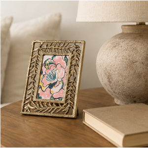 Cadre photo de luxe vintage en métal doré, motif feuille de palmier tropicale, pour table, découpe botanique, décoratif de bureau, vente en gros - Product Image 2