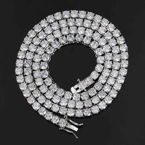 VVS Moissanite Tennis <b>Chain</b> 925 Sterling Silver Rhodium Plated <b>Iced</b> <b>Out</b> Men's Hip Hop Necklace - Product Image 5