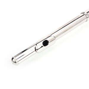 Flauto da Concerto in Do Placcato in Nichel, Materiale in Ottone con Design a Fori Aperti, Colore Argento - Product Image 4