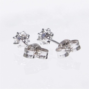 New Simple and Elegant 18K 14K 9K White Gold White Diamond With Sapphire Women <b>Earrings</b> Wholesale - Product Image 6