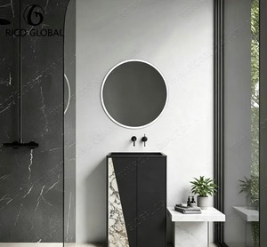Lavabo de Pedestal Moderno para Baño de Apartamento, con Empalmes de Piedra Natural, Marca OEM, Hecho en Malasia, para Interiores Contemporáneos - Product Image 4