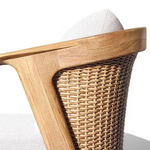 Chaise de salle à manger de style luxueux en rotin avec accoudoirs et structure en teck pour la décoration de la maison et le mobilier de jardin - Product Image 5