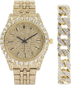 Montre de luxe pour hommes en or et diamants, avec bracelet, analogique, quartz, boîtier rond de 40 mm, cadran saphir, bracelet en or jaune, fermoir papillon - Product Image 2