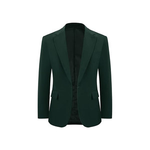 Blazer pour homme en laine mélangée, vert foncé, à col cranté, style britannique, coupe classique - Product Image 1