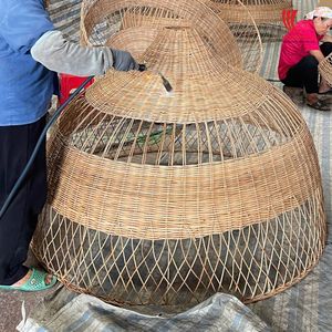 Handmade Huge Rattan Bell Shape <b>Lamp</b> Cover Rustic Woven Light Shade Eco Friendly Handicraft Ceiling <b>Floor</b> Application - Product Image 1