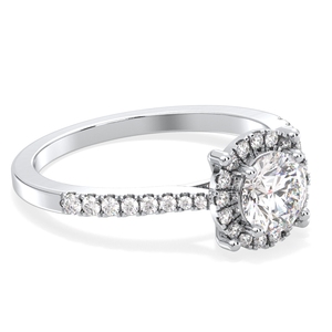 Bague de fiançailles REYES minimaliste à halo de diamants ronds de 0,98 carat en or blanc massif 14K 18K, certifiée IGI, pour femmes - Product Image 3