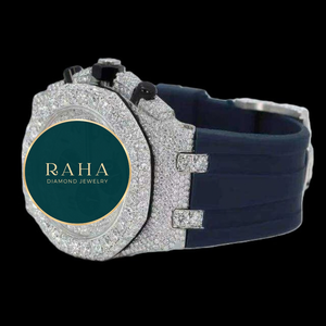 RAHA Diamond Jewelry <b>Watch</b> <b>Men's</b> 42mm Case Analog Quartz Movement Sapphire Crystal Dial Stainless Steel Band Luxury Style - Product Image 2
