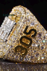 Anillo de cóctel de moissanita, plata 925, chapado en oro de 22k, engaste pavé, letra EMM, joyería hiphop para hombre - Product Image 3