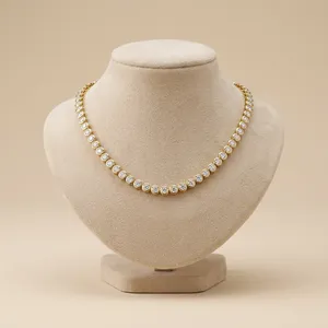 Collar de cadena tipo tenis con halo de oro y diamantes cultivados en laboratorio, estilo hip-hop, joyería fina, certificado IGI, oro cálido - Product Image 5