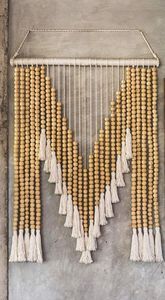 Guirnalda de Cuentas de Madera de Lujo, Decoración de Pared con Borlas, Adorno Colgante de Perlas de Madera Natural Hecho a Mano, Estilo Boho Chic, Decoración Moderna para el Hogar, Diwali - Product Image 6