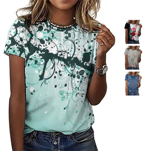 Nueva Camiseta Casual Estilo Coreano para Mujer, Corte Ajustado, Azul y Naranja, Verano, Decoración con Logotipo, Tejido de Punto Fino - Product Image 3