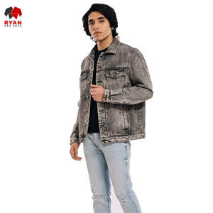 แจ็คเก็ตยีนส์คุณภาพพรีเมียมสำหรับผู้ชาย แบบสั่งทำพิเศษ ปิดด้วยกระดุม พร้อมโลโก้สั่งทำ - Product Image 4