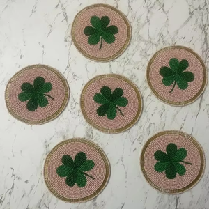 ที่รองแก้วลูกปัดทำด้วยมืองานแฮนด์เมดถาดรองแก้วลูกปัดสำหรับชากาแฟไวน์ - Product Image 1