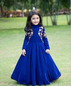 Robe de soirée de luxe pour bébés filles 2026, en velours, style Salwar Kameez, broderie florale, manches longues, pour occasions festives, bal de promo, Aïd - Product Image 1