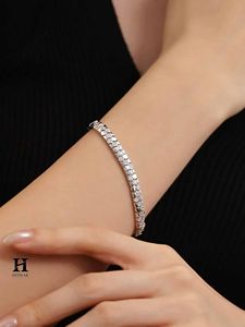 925 Sterling Silver Honeycomb Hexagon Diamond Bracelet Ins Style Flexible Serpentine Chain Bangle Fine Jewelry - Product Image 4