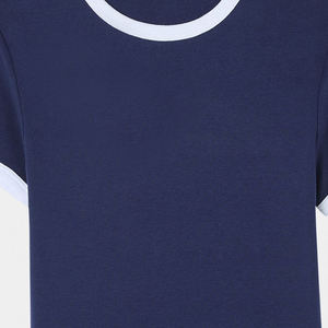 Best Seller Wholesale Women's <b>Crop</b> <b>Top</b> Crew Neck Short Sleeve <b>Striped</b> Knitted Casual T-Shirt Spring Summer Custom Logo Fabric - Product Image 5