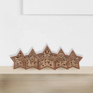 Lampe de Table Lanterne Étoile Religieuse Moderne Scintillante En Bois Boîte Décorative De Noël Boîte Cadeau Maison Animal Bois Artisanat Contreplaqué - Product Image 1