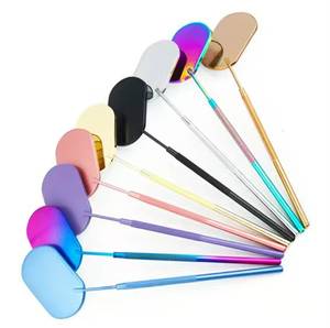 Colorful Metal <b>Makeup</b> <b>Mirror</b> Tools With Oval Reflective Heads And Textured Handles For Precise Application - Product Image 6