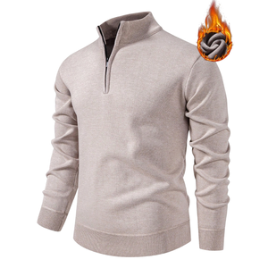 <b>Mens</b> Quarter Zip Classic Anti-Pilling Knit Sweater Stand Collar Long Sleeve <b>Pullover</b> Ribbed Cuff Hem Plain Casual Winter - Product Image 1