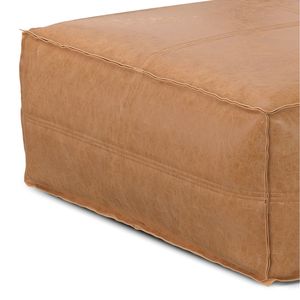 Tavolino da Caffè Extra Large Brody in Pelle Marrone Invecchiata, Pouf e Sgabelli - Product Image 5