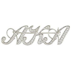 Broche con Letra en Tono Plateado y Detalle de Cristal Brillante, Elegante Accesorio de Joyería Decorativa para Mujer, Ideal para Bodas - Product Image 1