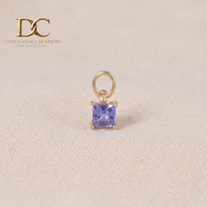 Pendentif minimaliste en or massif 10 carats certifié IGI avec pierre précieuse Tanzanite sertie en clos, bijoux pour femmes, collier, bracelet - Product Image 4