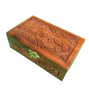 Sheesham Wood Hand Carved Wooden Jewelry Box, Handmade Wooden Jewelry Box, Natural Jewelry Box