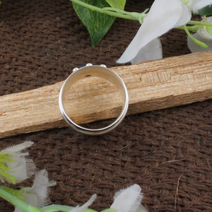 Wholesale 925 Sterling Silver Bezel Setting Unisex <b>Spinner</b> <b>Ring</b> Hammered Beaded Multi Band Meditation Anxiety Fidget <b>Ring</b> - Product Image 5