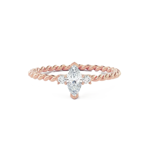 Bague de mariage en or massif 14K 18K avec moissanite ronde taille marquise et diamant de laboratoire, bande torsadée, minimaliste, empilable, bague de promesse - Product Image 2