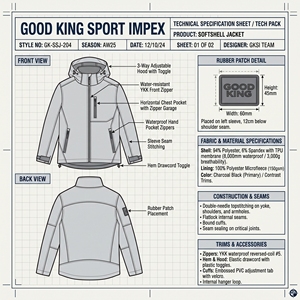 Chaqueta Técnica de Exterior con Paneles Laterales en Negro Oliva, Resistente al Frío, Cuello Alto, Cierre Completo, Uniforme Utilitario para Todo Clima - Product Image 6