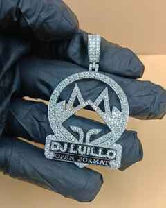 Pendentif personnalisé avec nom de DJ, pendentif hip-hop en moissanite serti de pierres, pendentif en argent 925, pendentif personnalisé avec initiales de nom de rappeur - Product Image 1