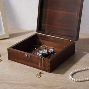 Caja de Joyería de Madera Vintage, Rectangular, con Tapa con Bisagras y Cierre, para Manualidades, Recuerdos de Boda, Organizador de Escritorio, Regalo - Product Image 5