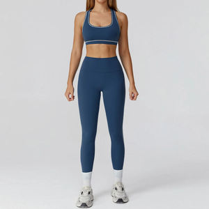 Conjunto Deportivo para Mujer de 2 Piezas, Leggings de Cintura Media con Textura Acanalada, Transpirables, Antibacterianos, de Fibra de Bambú Ecológica, y Bra Deportivo para Gimnasio y Yoga - Product Image 5